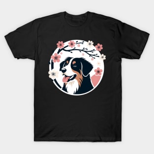 Appenzeller Sennenhund Revels in Spring Cherry Blossoms T-Shirt